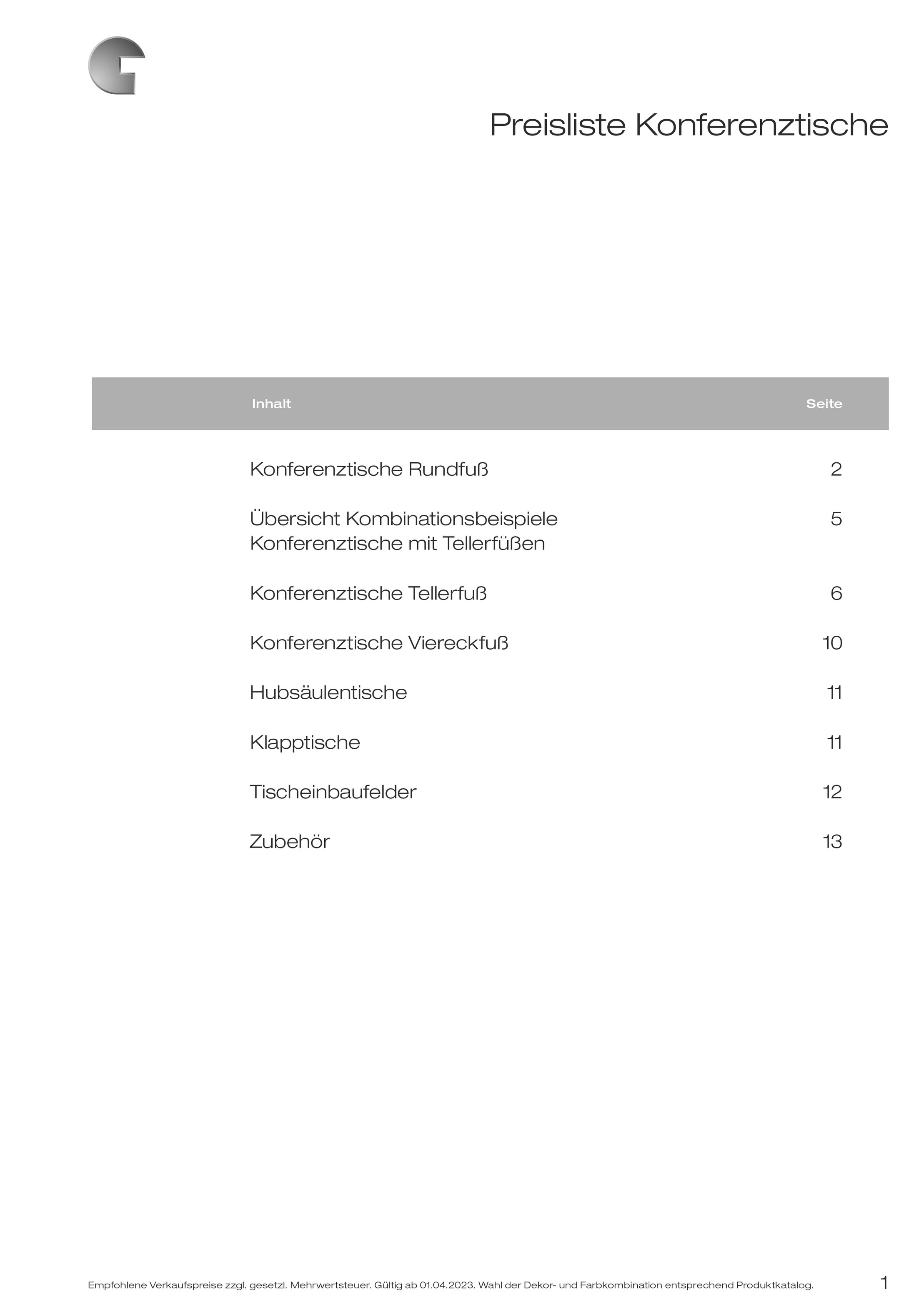 GERAMÖBEL_Preisliste_Konferenztische